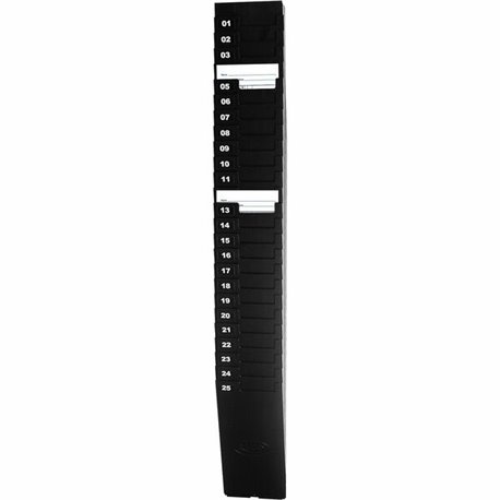 Lathem 25-Pocket Expandable Time Card Rack - 25 Pocket(s) - 33.5" Height x 4.5" Width x 2.3" Depth - Black - Plastic - 1 Each