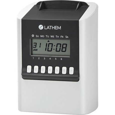 Lathem 700E Calculating Electronic Time Clock - Card Punch/Stamp - 100 Employees - Digital - Time, Bi-weekly, Semi-monthly, Mont