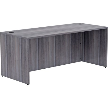 Lorell Essentials Series Rectangular Desk Shell - 72" x 30"29.5" , 1" Top - Laminate, Weathered Charcoal Table Top - Grommet
