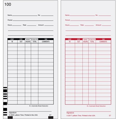 Lathem 7000E Double-Sided Time Cards - 100 Sheet(s) - White - White Sheet(s) - 100 / Pack