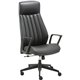 LYS High-Back Bonded Leather Chair - Black Bonded Leather Seat - Black Bonded Leather Back - High Back - Armrest - 1 Each