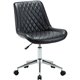 LYS Low Back Office Chair - Black Plywood, Bonded Leather Seat - Black Plywood, Vinyl Back - Low Back - 1 Each