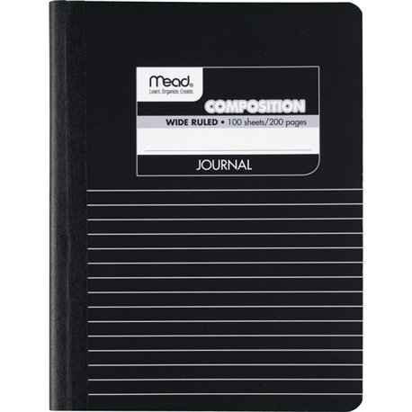 Mead Square Deal Black Marble Journal - 100 Sheets - Sewn - 7 1/2" x 9 3/4" - Black Marble Cover - Schedule - 1 Each