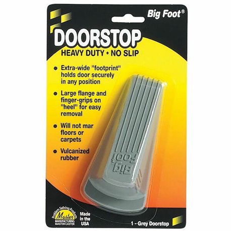 Big Foot Doorstop, Gray - Heavy-Duty, No-Slip, 100% Rubber, 4-3/4"L x 2-1/4"W x 1-1/4"H, 1/pk