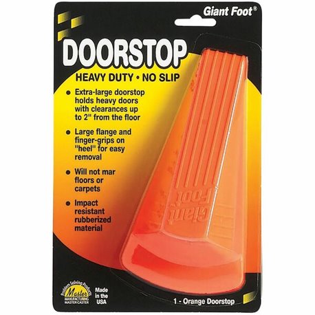 Giant Foot Doorstop, Orange - Heavy-Duty, No-Slip, 6-3/4"L x 3-1/2"W x 2"H