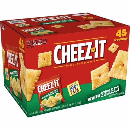 Cheez-It White Cheddar Crackers - Individually Wrapped - White Cheddar - Bag - 1.50 oz - 45 / Carton