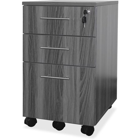 Mayline Medina Box/Box/File Mobile Pedestal - 18" x 15.5" x 26.8" - 3 x Box, File Drawer(s) - Material: Steel - Finish: Gray, La