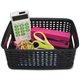 Advantus Plastic Weave Bins - 4" Height x 7.3" Width x 10" DepthDesktop - Secure Grip - Black - Plastic - 3 Each