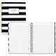 Cambridge Hardcover Wirebound Notebook - Twin Wirebound - Both Side Ruling Surface - Ruled7.3" x 9.5" - Black & White Stripe Cov