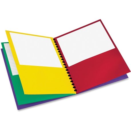 Oxford 99656 Letter Pocket Folder - 8 1/2" x 11" - 200 Sheet Capacity - 8 Pocket(s) - Fiber - Red, Green, Yellow, Purple - 1 Eac