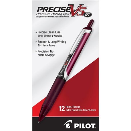 PRECISE Rollingball 0.5mm Retractable Pen - Extra Fine Pen Point - 0.5 mm Pen Point Size - Refillable - Retractable - Red Liquid