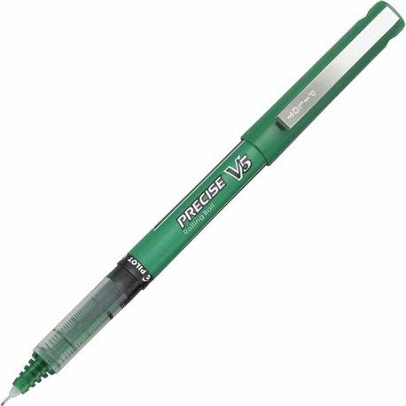 Pilot Precise V5 Extra-Fine Premium Capped Rolling Ball Pens - Fine Pen Point - 0.5 mm Pen Point Size - Green - Green Plastic Ba