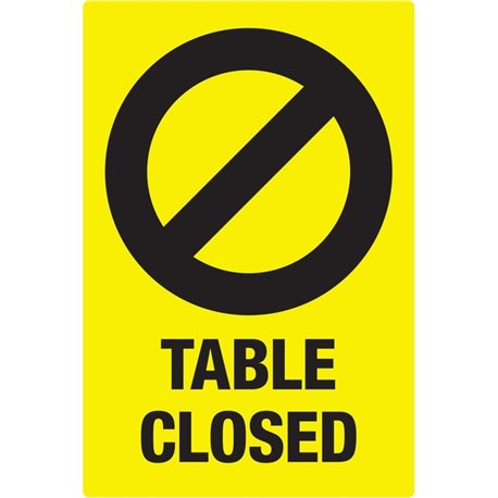 Avery Surface Safe TABLE CLOSED Preprinted Decals - 10 / Pack - Table Closed Print/Message - 4" Width x 6" Height - Rectangular 