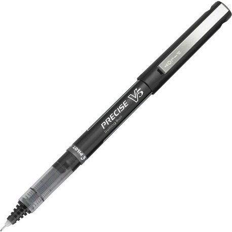 Pilot Precise V5 Extra-Fine Premium Capped Rolling Ball Pens - Extra Fine Pen Point - 0.5 mm Pen Point Size - Black - Black Plas