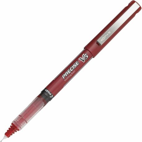 Pilot Precise V5 Extra-Fine Premium Capped Rolling Ball Pens - Extra Fine Pen Point - 0.5 mm Pen Point Size - Red - Red Plastic 