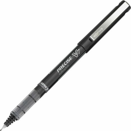 Pilot Precise V7 Fine Premium Capped Rolling Ball Pens - Fine Pen Point - 0.7 mm Pen Point Size - Black - Black Plastic Barrel -