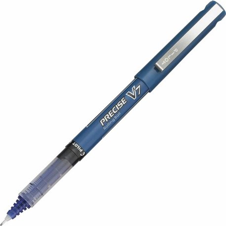 Pilot Precise V7 Fine Premium Capped Rolling Ball Pens - Fine Pen Point - 0.7 mm Pen Point Size - Blue - Blue Plastic Barrel - 1