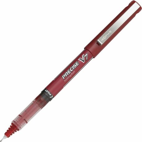 Pilot Precise V7 Fine Premium Capped Rolling Ball Pens - Fine Pen Point - 0.7 mm Pen Point Size - Red - Red Plastic Barrel - 1 D