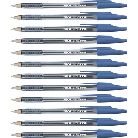 Pilot Better BP-S Ball Stick Pens - Fine Pen Point - 0.7 mm Pen Point Size - Refillable - Blue - Crystal, Clear Barrel - Stainle