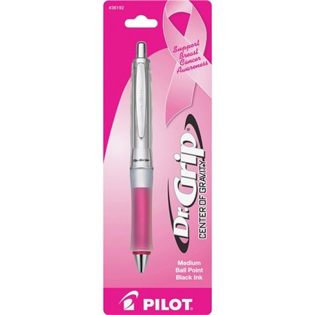 Pilot Dr. Grip Center of Gravity Pink BCA Pen - Medium Pen Point - 1 mm Pen Point Size - Refillable - Retractable - Black - Pink