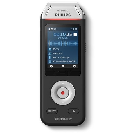 Philips VoiceTracer Audio Recorder - 8 GBmicroSD Supported - 2" LCD - MP3, WAV, WMA - Headphone - 2147 HourspeaceRecording Time 