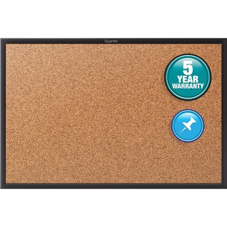 Quartet Classic Series Bulletin Board - 36" Height x 60" Width - Brown Natural Cork Surface - Self-healing, Durable, Sturdy - Bl