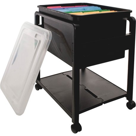 Advantus Folding Mobile Filing Cart - x 14.5" Width x 13.5" Depth x 18.5" Height - Clear, Black - 1 Each