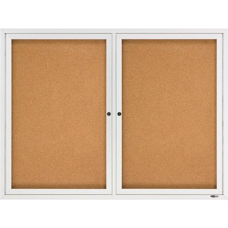 Quartet Enclosed Bulletin Board for Indoor Use - 36" Height x 48" Width - Brown Natural Cork Surface - Hinged, Self-healing, Sha