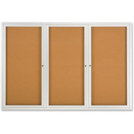 Quartet Enclosed Bulletin Board for Indoor Use - 48" Height x 72" Width - Brown Natural Cork Surface - Hinged, Self-healing, Sha