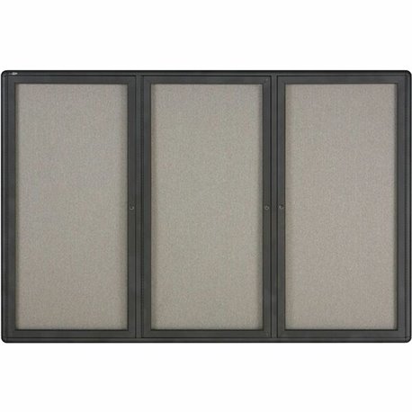 Quartet Enclosed Bulletin Board - 48" Height x 72" Width - Gray Fabric Surface - Hinged, Durable, Shatter Proof, Self-healing - 