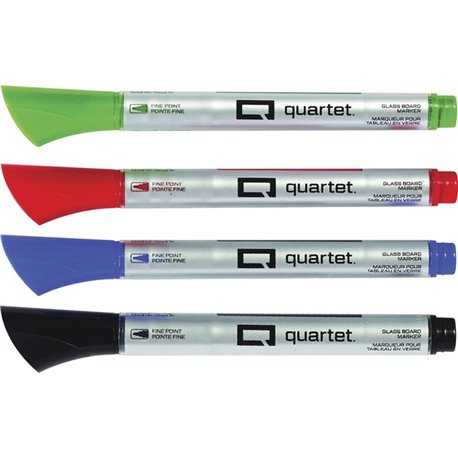 Quartet Premium Glass Board Dry-erase Markers - Fine Marker Point - Black, Blue, Red, Green Liquid Ink - 4 / Pack