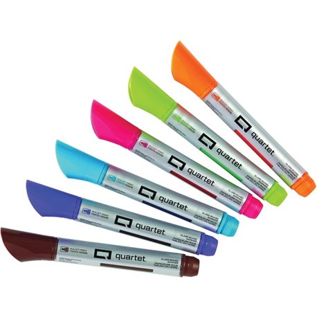 Quartet Premium Glass Board Dry-erase Markers - Bullet Marker Point Style - Pink, Blue, Green, Orange, Purple, Brown Liquid Ink 