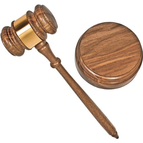 Advantus Gavel Set with Sound Block and Brass Band - Brass