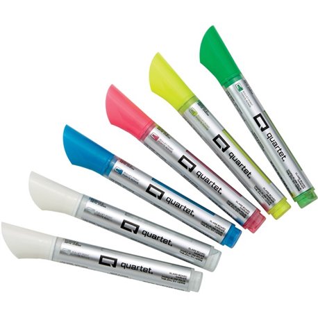 Quartet Glass Board Bullet Tip Neon Markers - Bullet Marker Point Style - Assorted Neon - 6 / Pack