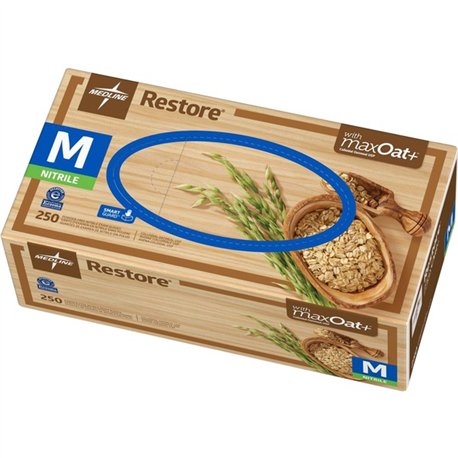 Medline Restore Nitrile Exam Gloves with Oatmeal - Medium Size - For Right/Left Hand - Off White - Latex-free, Allergen-free, Te