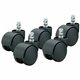 Master Caster Futura Noiseless Carpet Casters - 2.19" Diameter - 120 lb - Nylon - Matte Black - 5 / Set