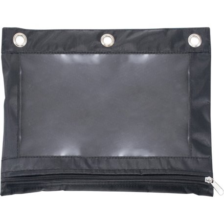 Advantus Binder Pencil Pouch - 10" Height x 7.4" Width - 3 x Holes - Ring Binder - Rectangular - Black, Clear - Vinyl - 1 Each