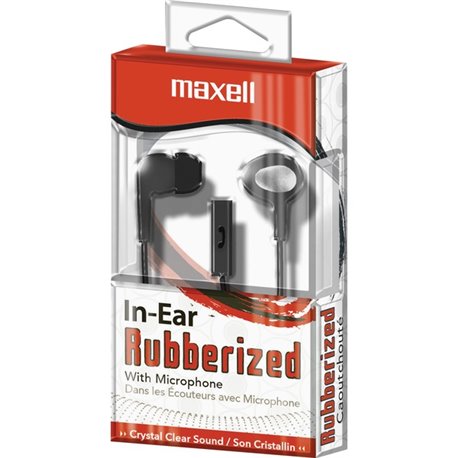 Maxell In-Ear Earbuds with Microphone and Remote - Stereo - Mini-phone (3.5mm) - Wired - 16 Ohm - 20 Hz - 20 kHz - Earbud - Bina