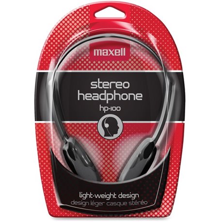 Maxell HP-100 Lightweight Stereo Headphone - Stereo - Black - Mini-phone (3.5mm) - Wired - 20 Hz 20 kHz - Nickel Plated Connecto