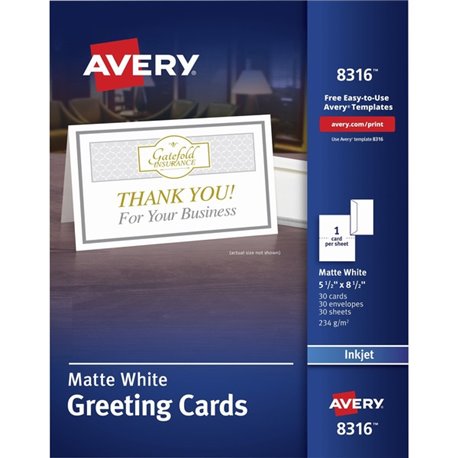 Avery Half-fold Greeting Cards - 97 Brightness - 8 1/2" x 5 1/2" - Matte - 30 / Box - Perforated, Heavyweight, Rounded Corner - 