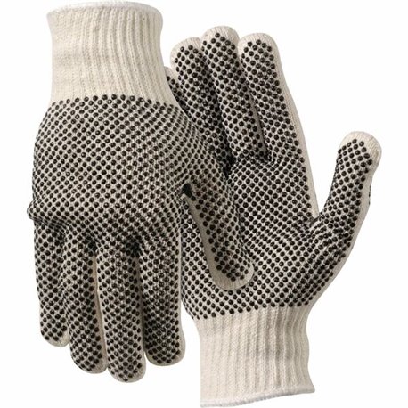 MCR Safety Poly/Cotton Large Work Gloves - Dirt, Debris Protection - Large Size - For Right/Left Hand - White - Elastic Wrist, K