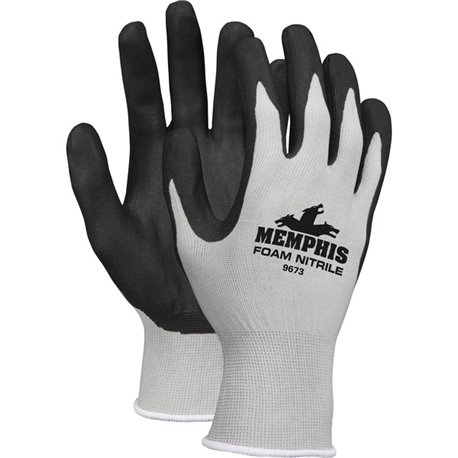 Memphis Nitrile Coated Knit Gloves - Medium Size - Gray, Black - Durable, Comfortable, Cut Resistant, Seamless, Knit Wrist, Spil