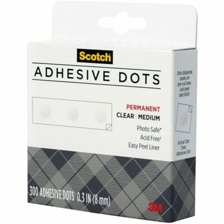 Scotch Adhesive Dots - 0.30" Length x 0.30" Width - Dispenser Included - For Paper, Wood, Metal, Card, Scrapbooking, Foam - 300 