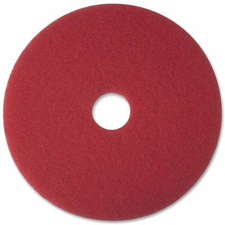 3M Red Buffer Pad 5100 - 12" Diameter - 5/Carton x 12" Diameter - Red