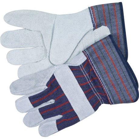 MCR Safety Leather Palm Economy Safety Gloves - X-Large Size - Blue - For Assembling, Construction, Landscape - 2 / Pair