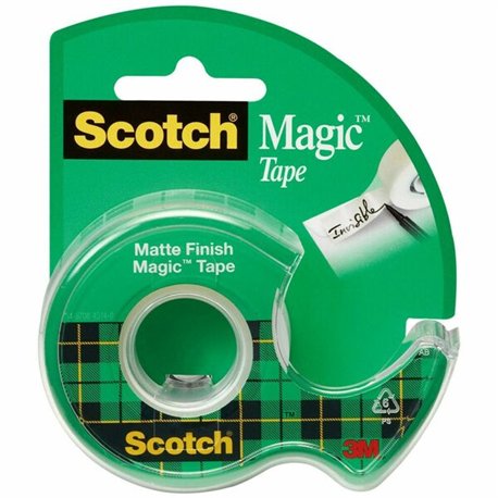 Scotch Magic Matte Finish Tape - 25 ft Length x 0.75" Width - 1" Core - Adhesive Backing - Dispenser Included - Handheld Dispens