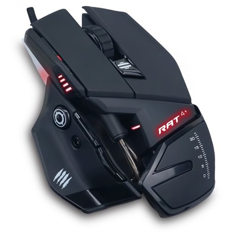 Mad Catz The Authentic R.A.T. 4+ Optical Gaming Mouse - PixArt PMW3330 - Cable - Black - 1 - USB 2.0 - 7200 dpi - 9 Button(s)