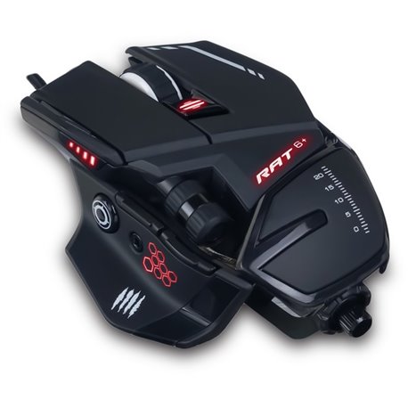 Mad Catz The Authentic R.A.T. 6+ Optical Gaming Mouse - PixArt PMW3360 - Cable - Black - 1 - USB 2.0 - 12000 dpi - 11 Button(s)