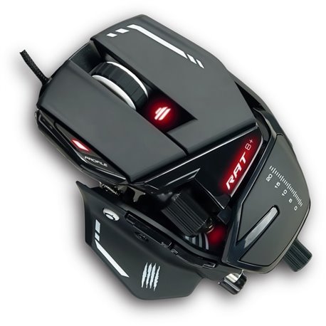 Mad Catz The Authentic R.A.T. 8+ Optical Gaming Mouse - Pixart 3389 - Cable - Black - 1 - USB 2.0 - 16000 dpi - 11 Button(s)