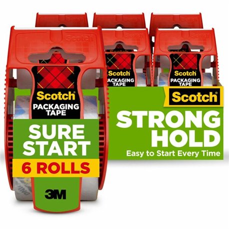 Scotch Sure Start Packaging Tape - 22.20 yd Length x 1.88" Width - 2.6 mil Thickness - 1.50" Core - Synthetic Rubber Backing - D